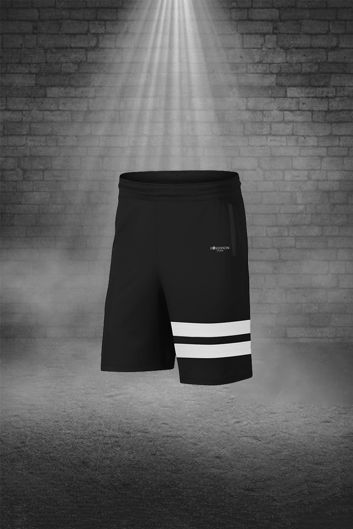 Büyük Beden Erkek Beyaz Günlük Sporcu Tişört ve Şort Takımı 4XL-10XL - siyah iki bant - M4