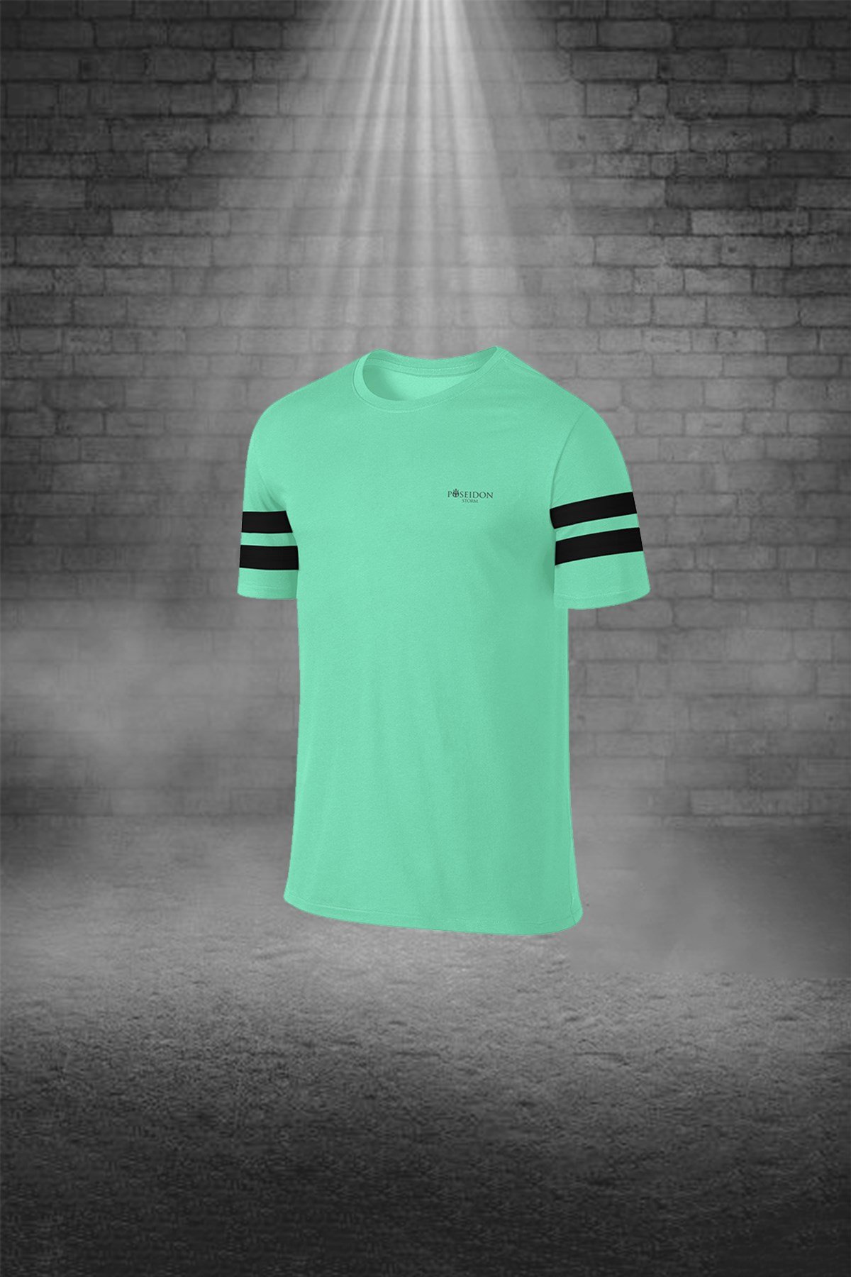 Büyük Beden Erkek Mint Yeşili Günlük Sporcu Tişört ve Şort Takımı 4XL-10XL siyah iki bant - M4