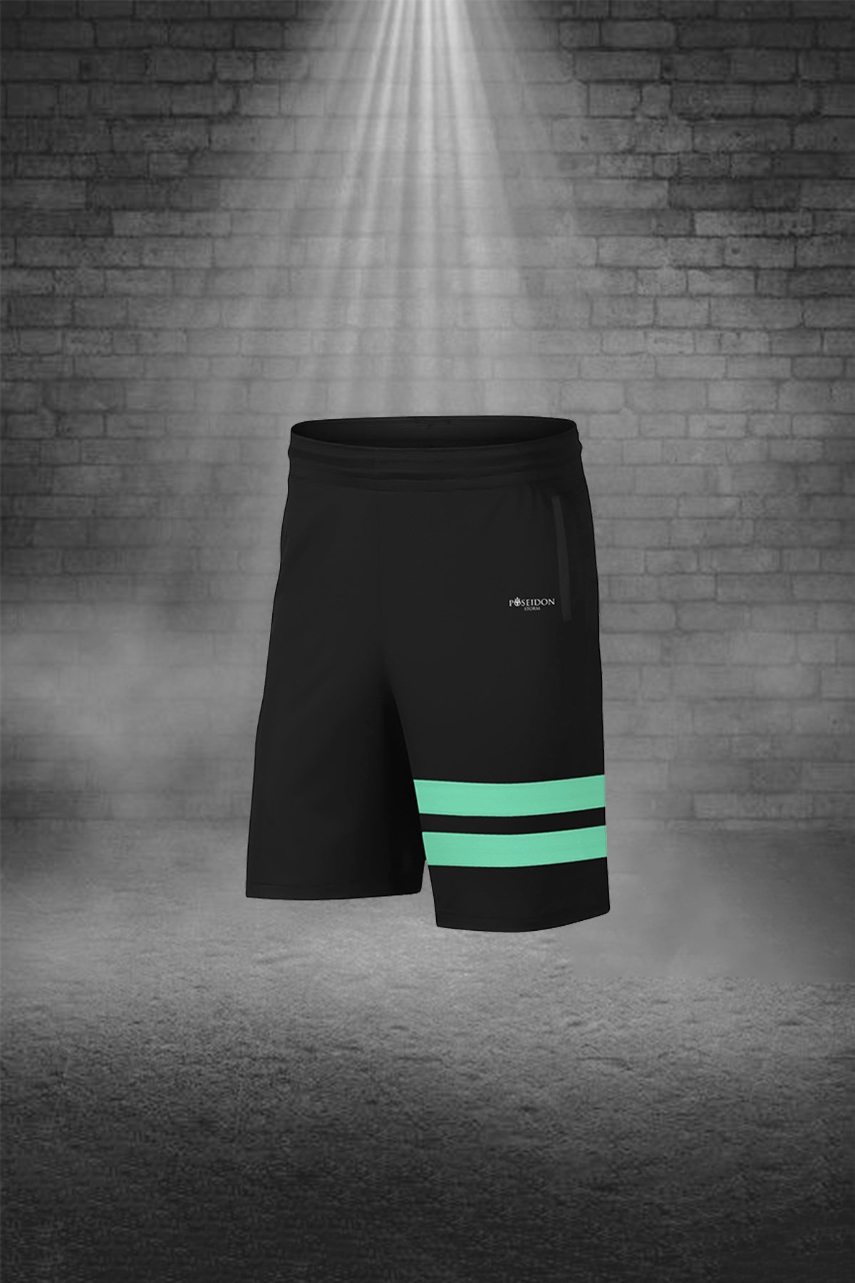 Büyük Beden Erkek Mint Yeşili Günlük Sporcu Tişört ve Şort Takımı 4XL-10XL siyah iki bant - M4