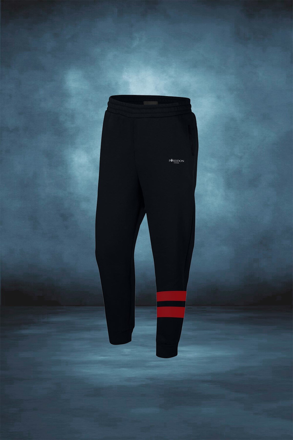 Büyük Beden Erkek Siyah Günlük Sporcu Eşofman Altı 4XL-10XL kırmızı iki bant - M2