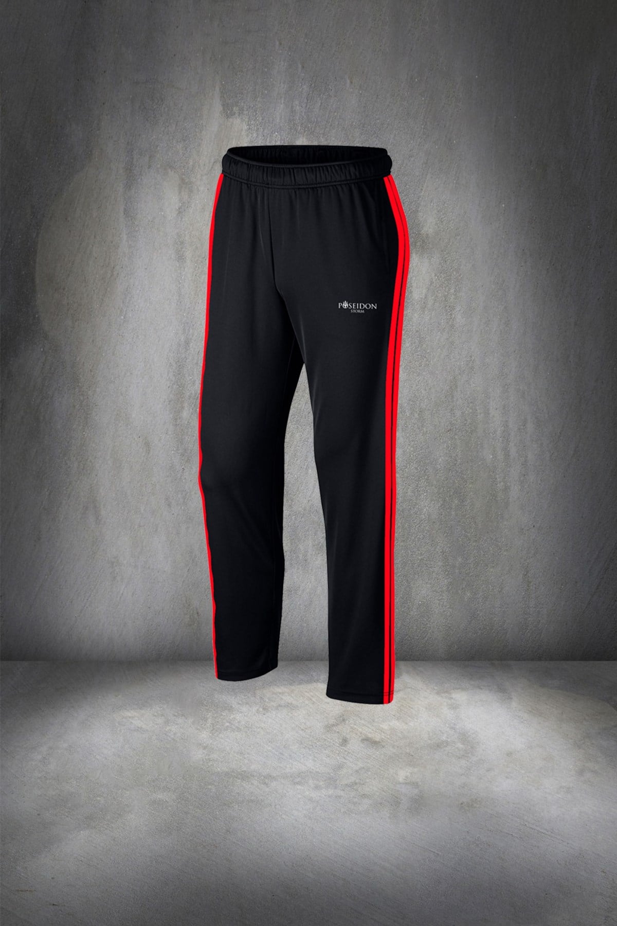 Büyük Beden Erkek Siyah Günlük Sporcu Eşofman Takımı 4XL-10XL kırmızı çift şerit - M2