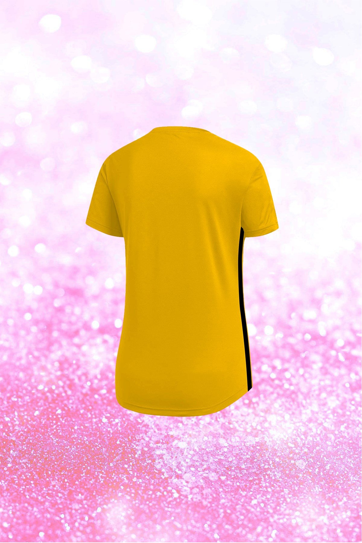 Büyük Beden Kadın Sarı Günlük Sporcu Tişörtü 4XL-8XL - Yandan tek bant - M2