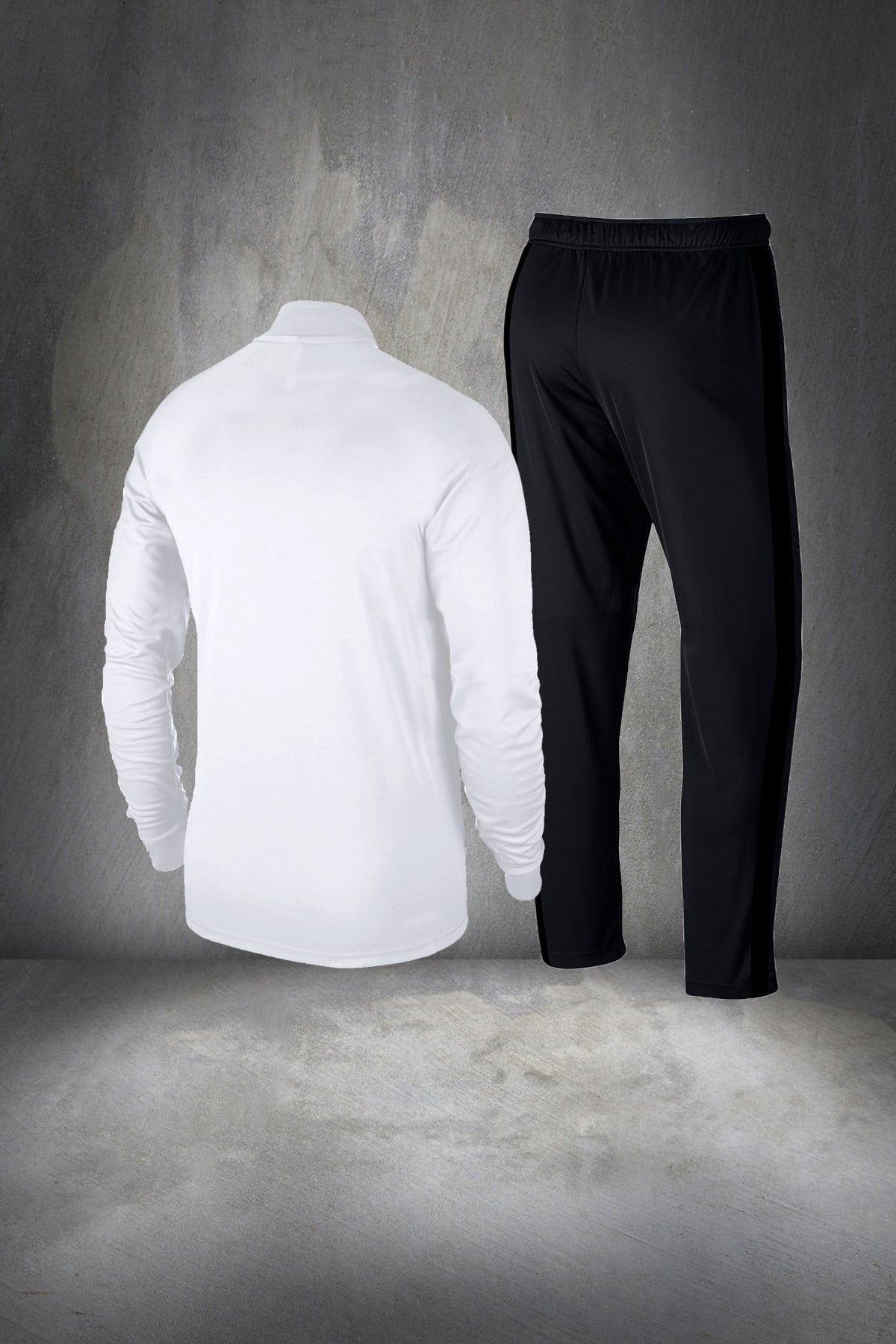 Erkek Beyaz Günlük Sporcu Eşofman Takımı S-3XL - siyah ön detay - M12
