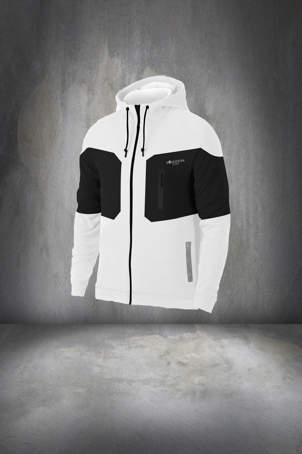Erkek Beyaz Günlük Sporcu Eşofman Takımı S-3XL - önü ve kolları parçalı - M14