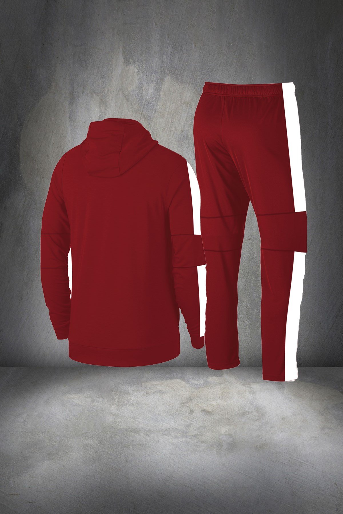 Erkek Bordo Günlük Sporcu Eşofman Takımı S-3XL - parçalı tek bant - M15