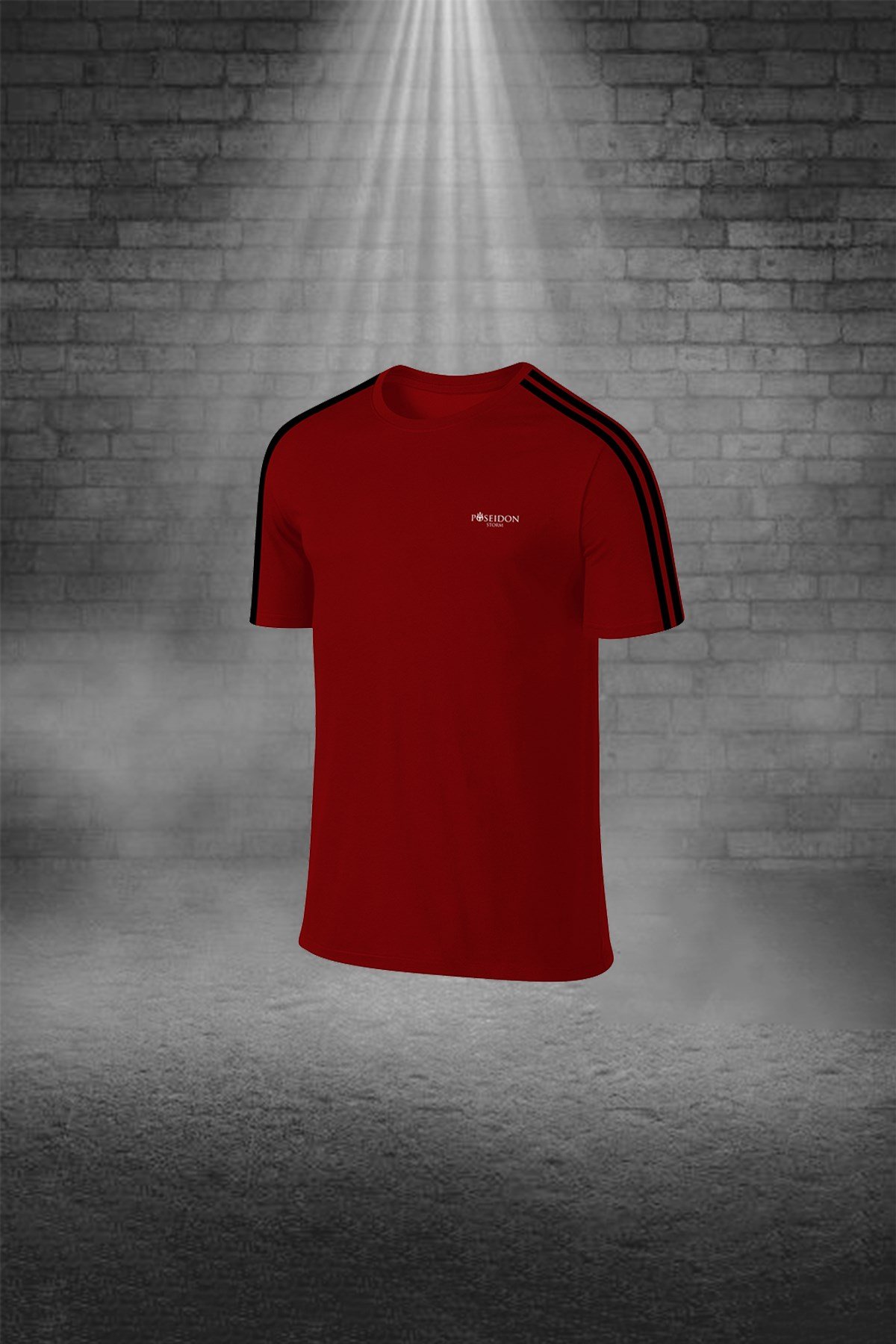 Erkek Bordo Sporcu Tişört ve Şort Takımı S-3XL - siyah tek bant şerit - M2