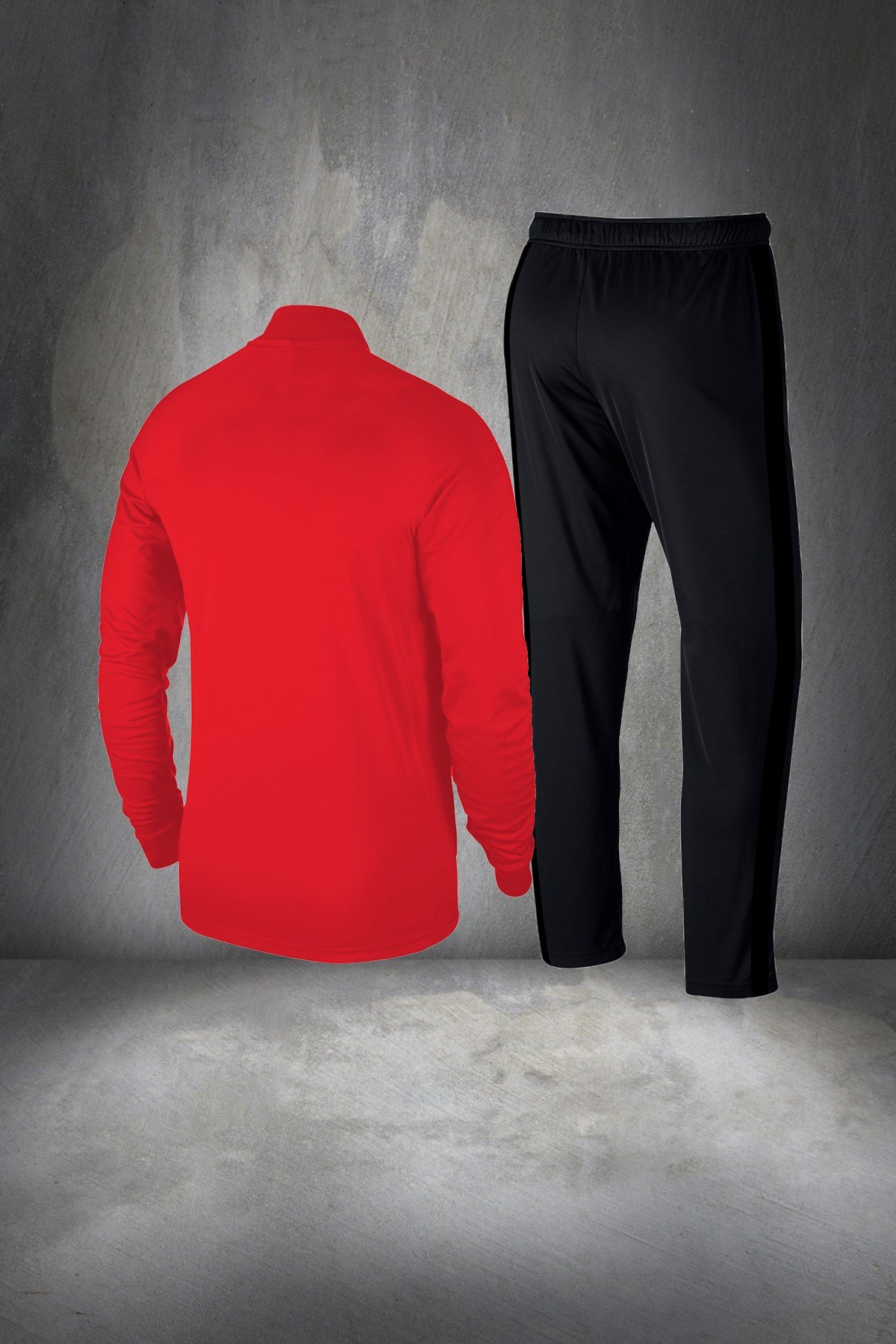 Erkek Kırmızı Günlük Sporcu Eşofman Takımı S-3XL - siyah ön detay - M12
