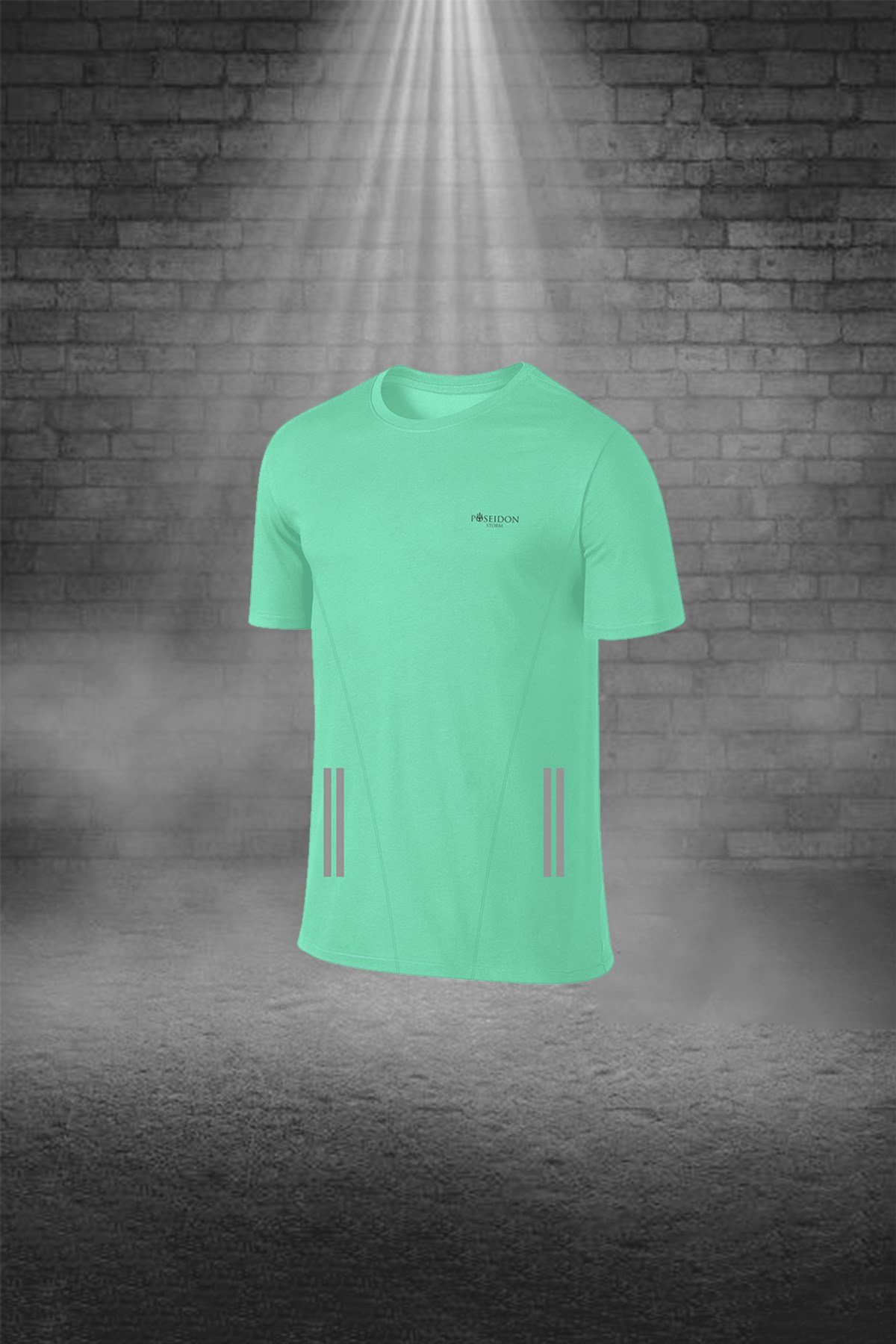 Erkek Mint Yeşili Günlük Sporcu Tişört ve Şort Takımı S-3XL - flexo çift şerit - M7