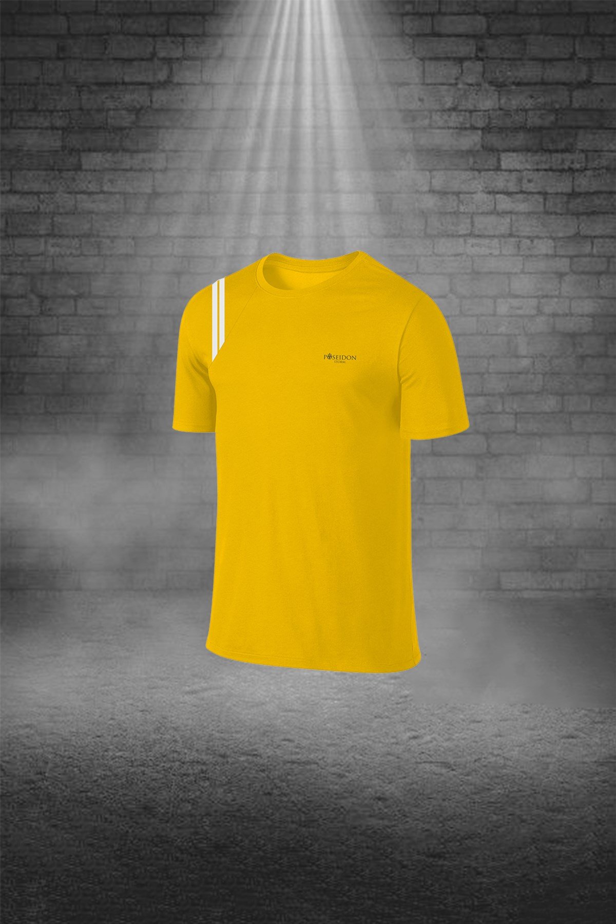 Erkek Sarı Günlük Sporcu Tişört ve Şort Takımı S-3XL - omuzdan parçalı şeritli - M6