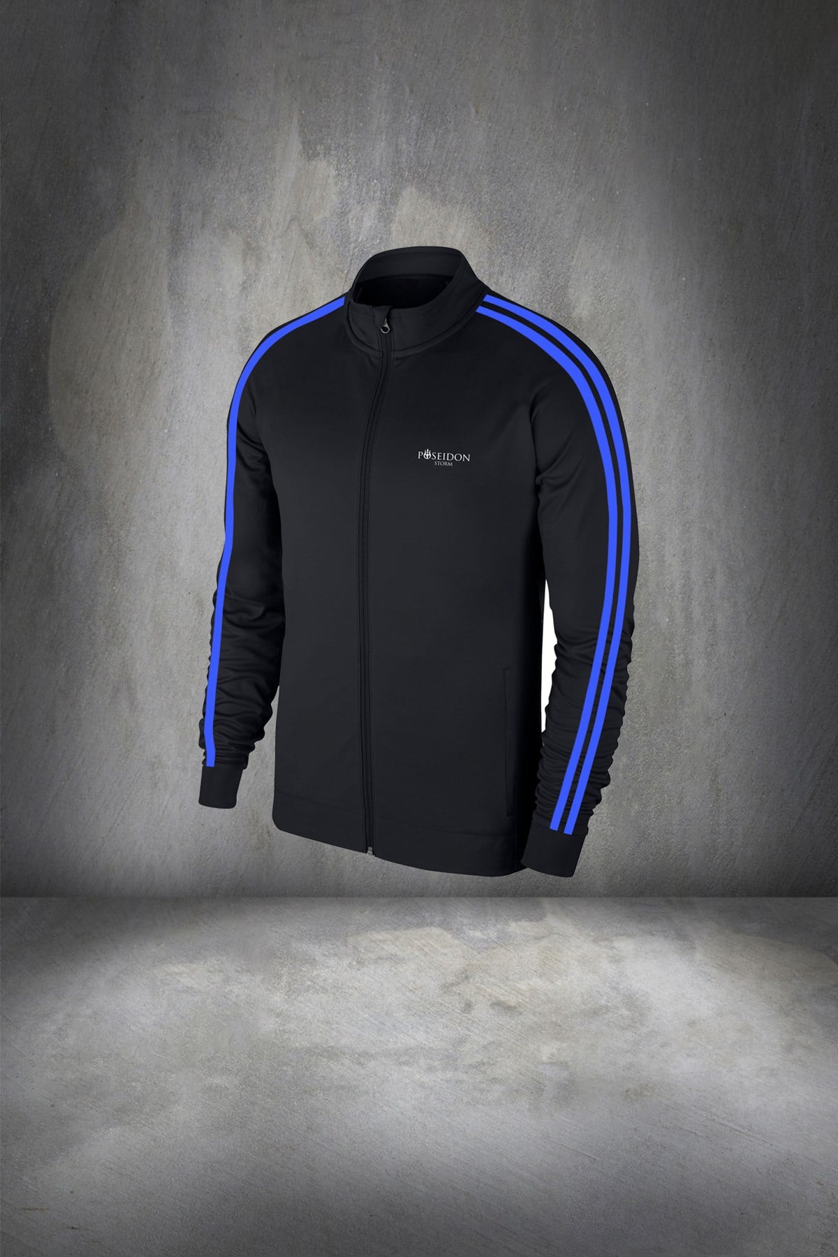 Erkek Siyah Günlük Sporcu Eşofman Takımı S-3XL mavi çift şerit - M2