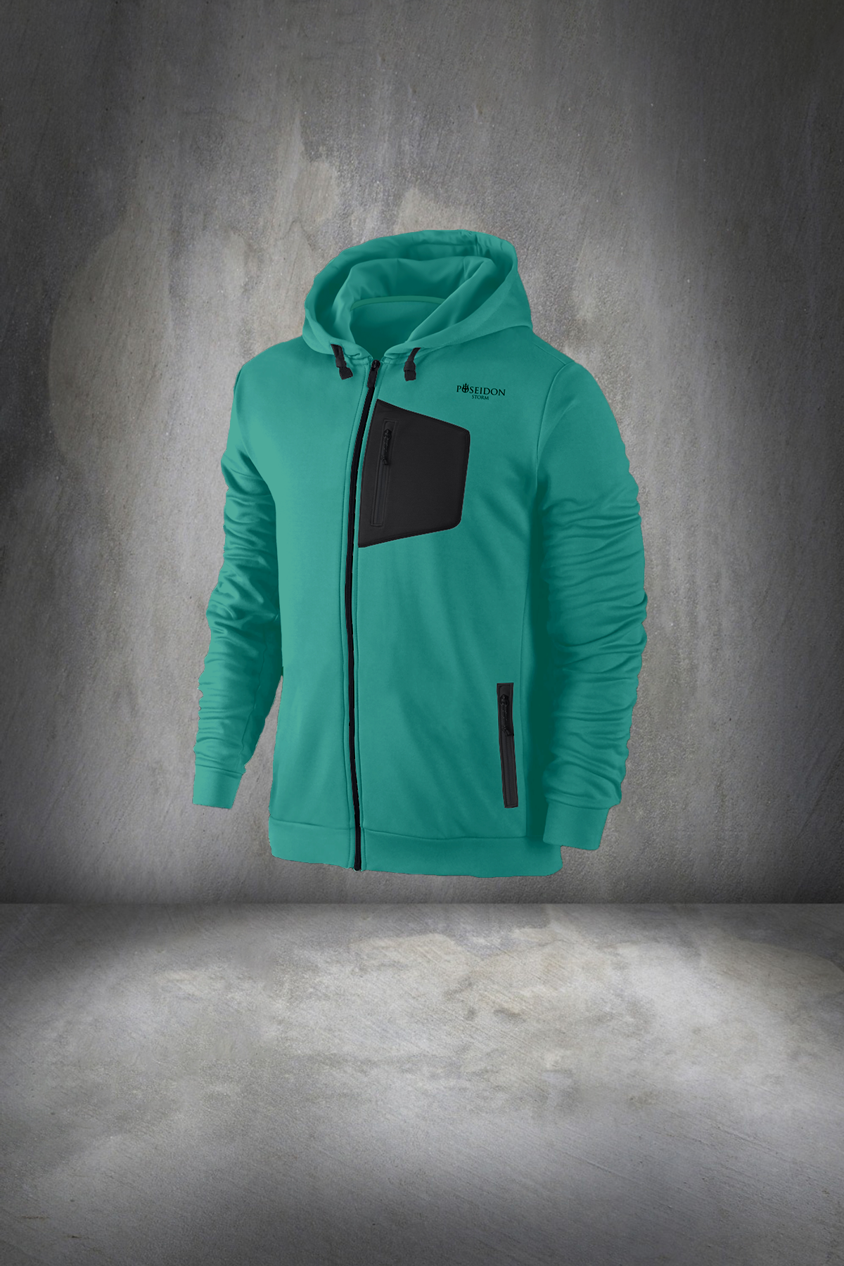 Erkek Su Yeşili İnterlok Kumaş Rahat Regular Fit Kapüşonlu Yürüyüş Takımı S-3XL
