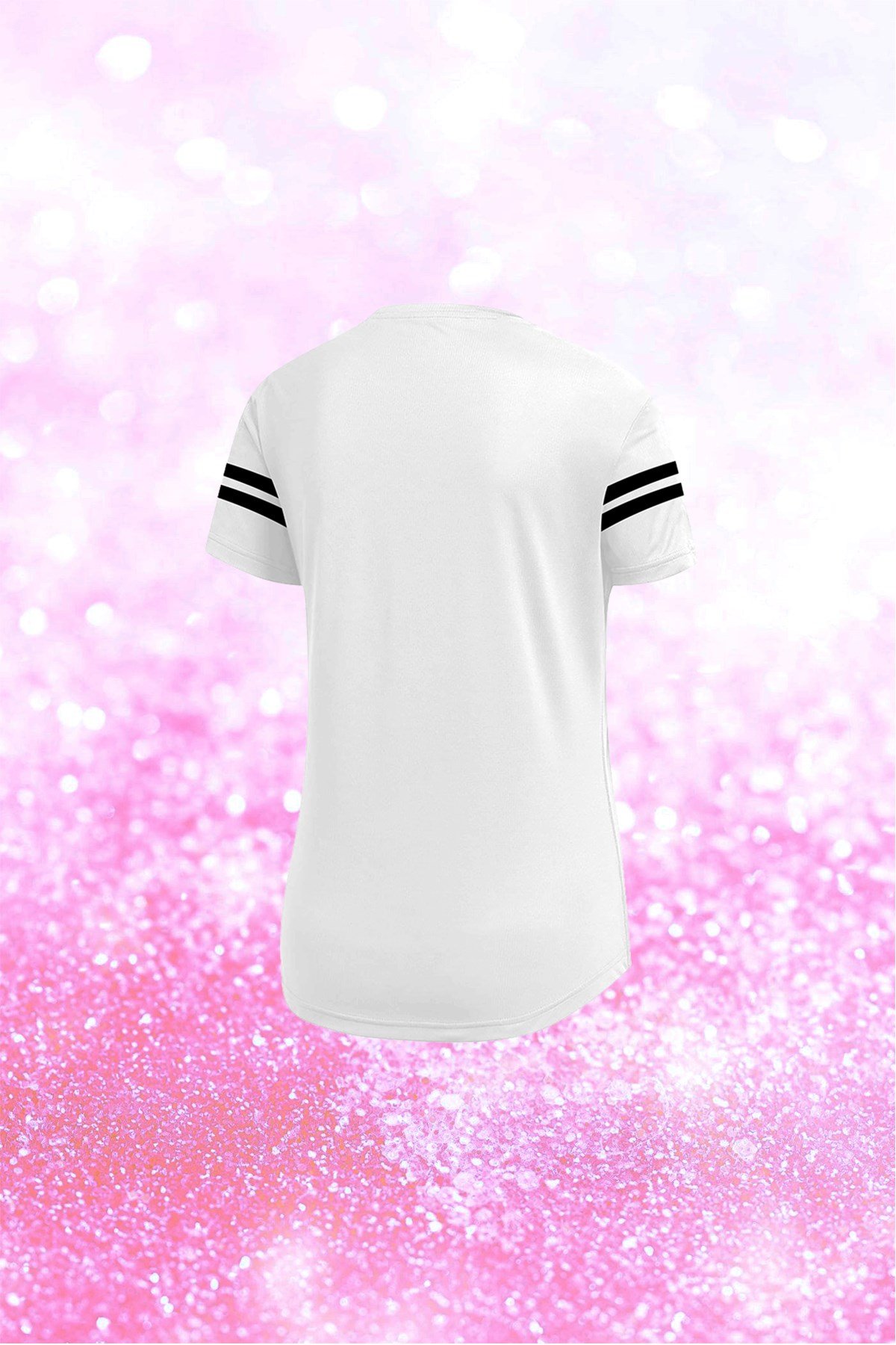 Kadın Beyaz Günlük Sporcu Tişörtü S-3XL - Koldan 2 bant - M4