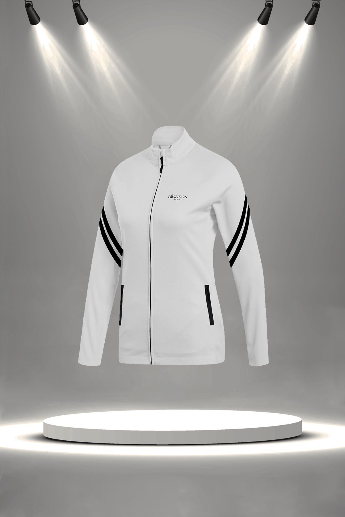 Kadın Beyaz İnterlok Kumaş Fit Kalıp Koşu Seti S-3XL