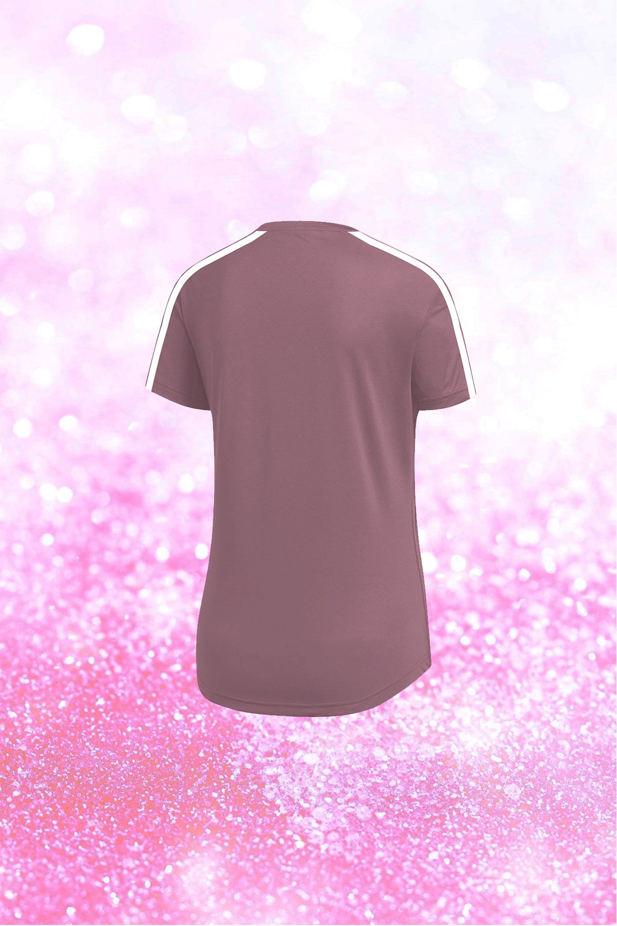 Kadın Gül Kurusu Günlük Sporcu Tişörtü S-3XL - Çift Şerit - M3