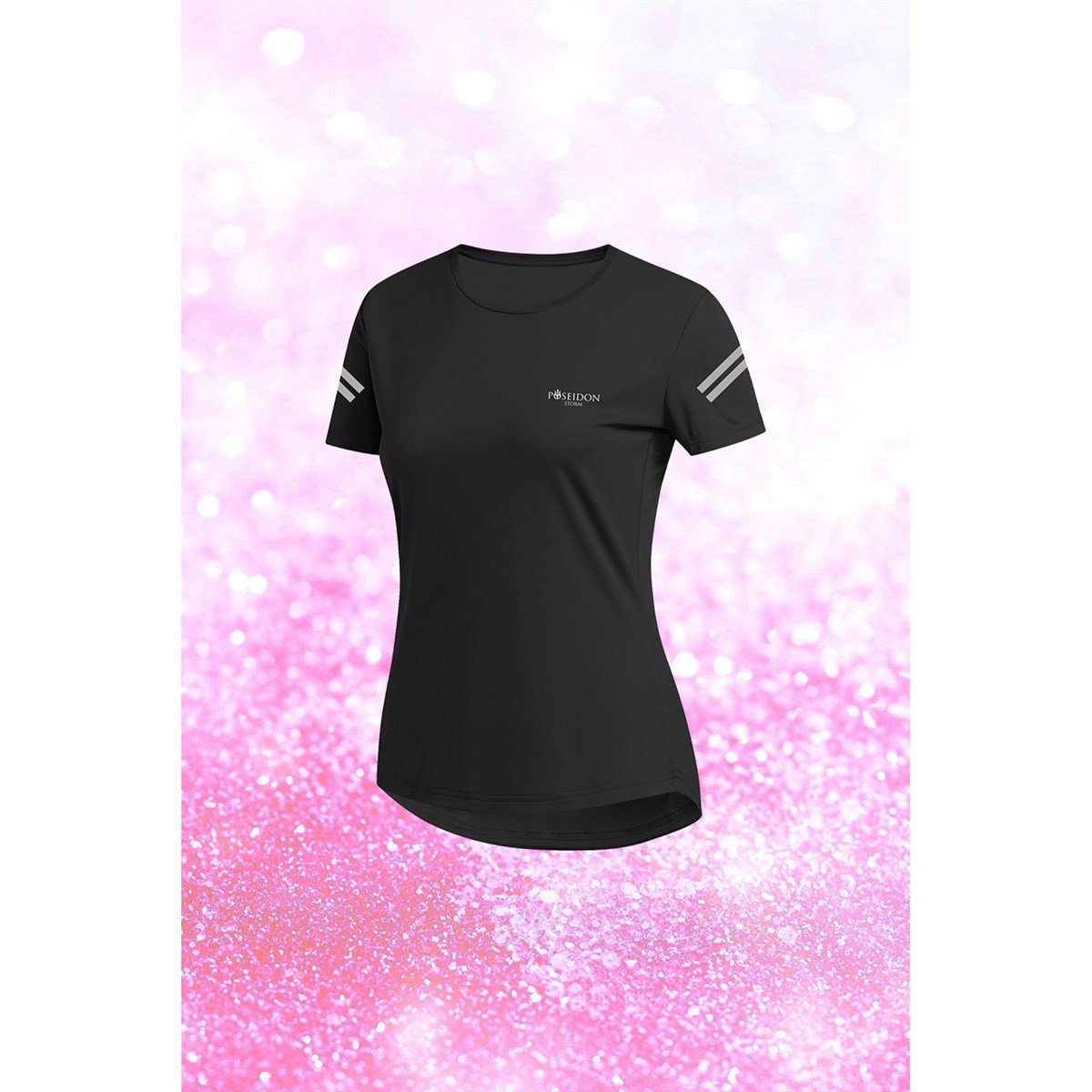 Kadın Siyah Dri-Fit Kumaş  Baskısız Bisiklet Yaka Yürüyüş için Tshirt  S-3XL