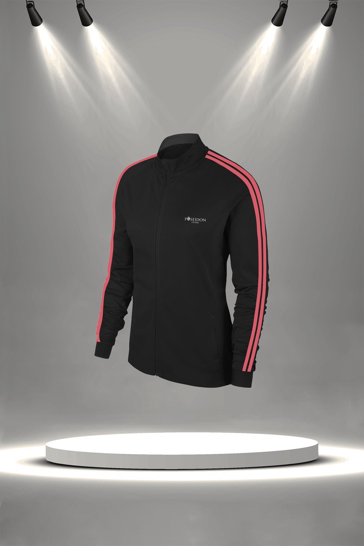Kadın Siyah Günlük Sporcu Eşofman Takımı S-3XL pudra çift şerit - M2