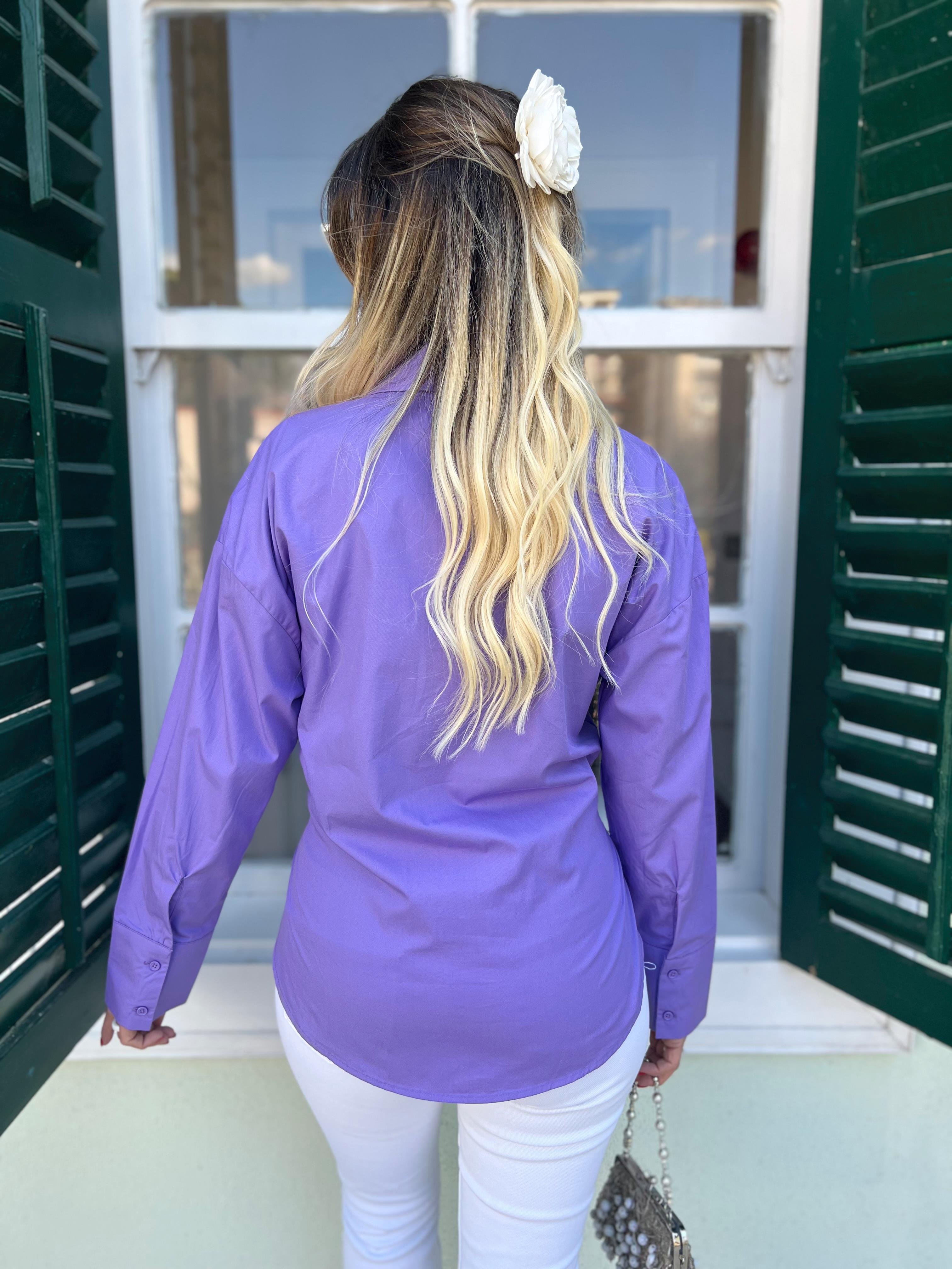 Nişantaşı Butik ARKA KEMERLİ POPLİN MOR GÖMLEK
