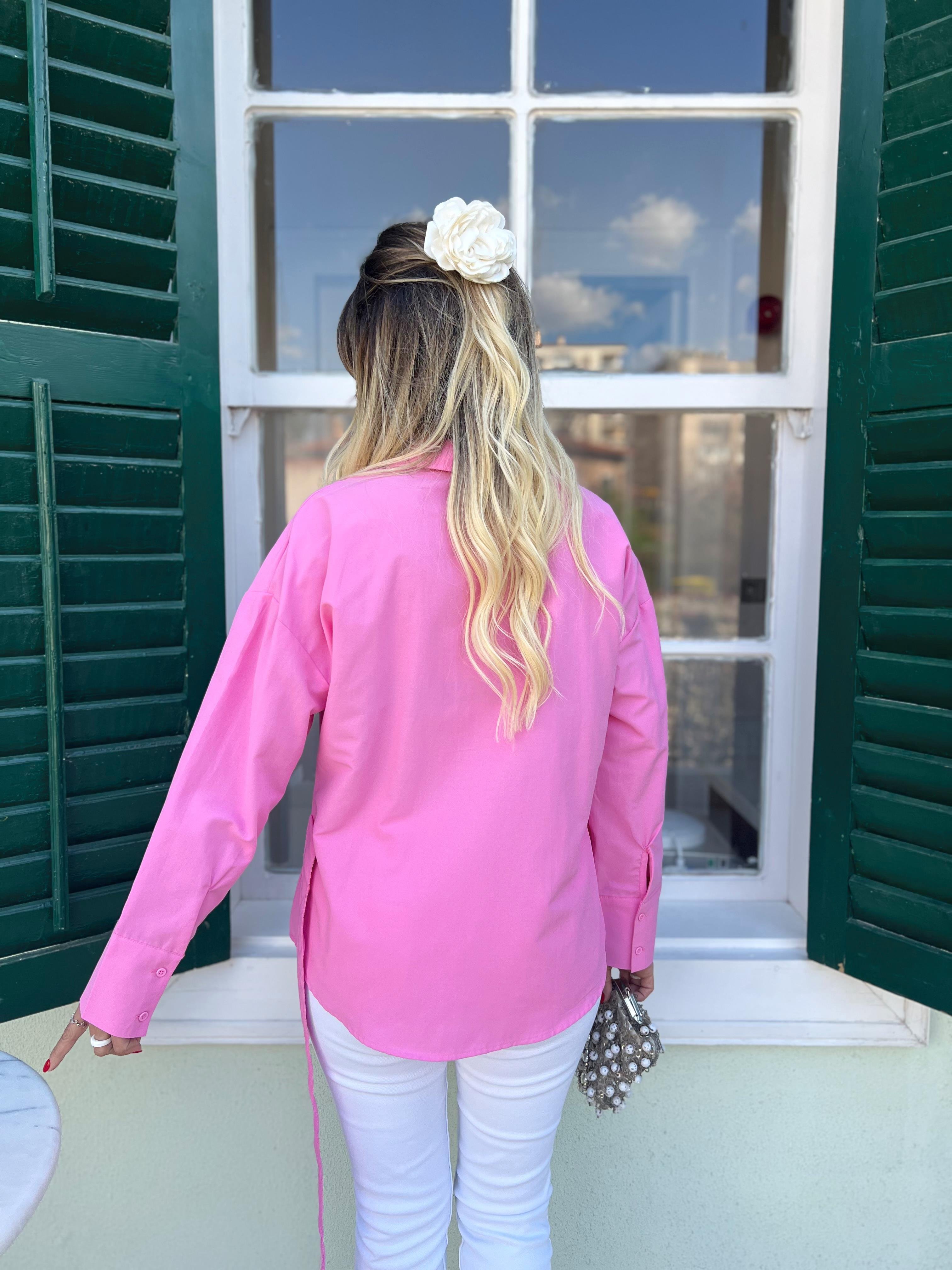 Nişantaşı Butik ARKA KEMERLİ POPLİN PEMBE GÖMLEK