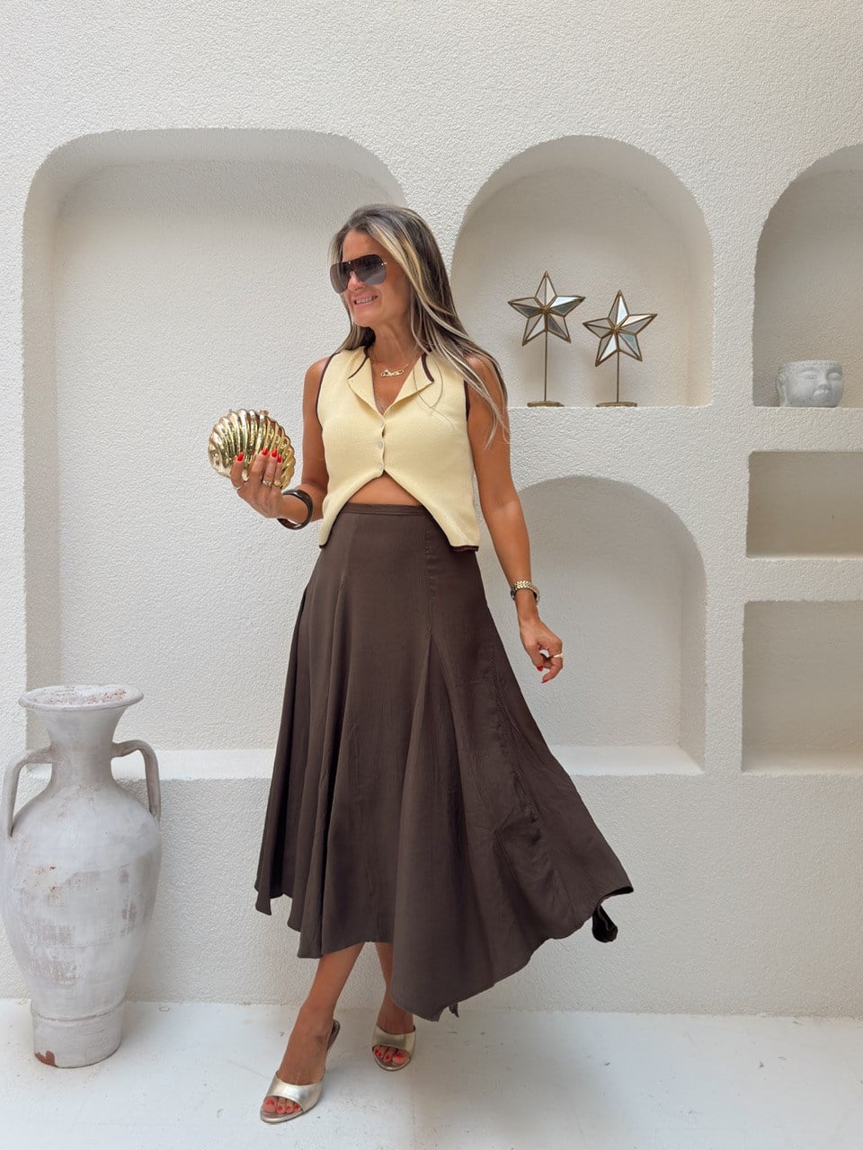 Nişantaşı Butik ASİMETRİ KESİM ACI KAHVE ETEK
