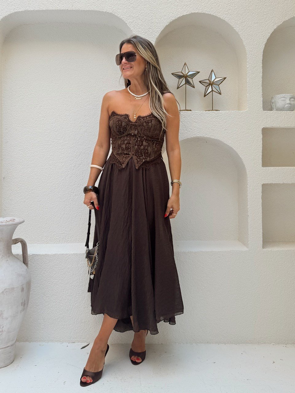 Nişantaşı Butik ASİMETRİK ASTARLI VOLUM ETEK KAHVERENGİ
