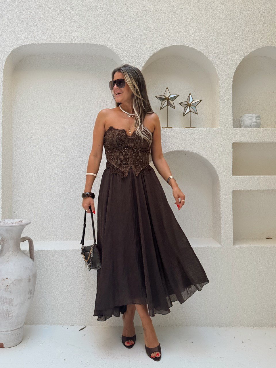 Nişantaşı Butik ASİMETRİK ASTARLI VOLUM ETEK KAHVERENGİ
