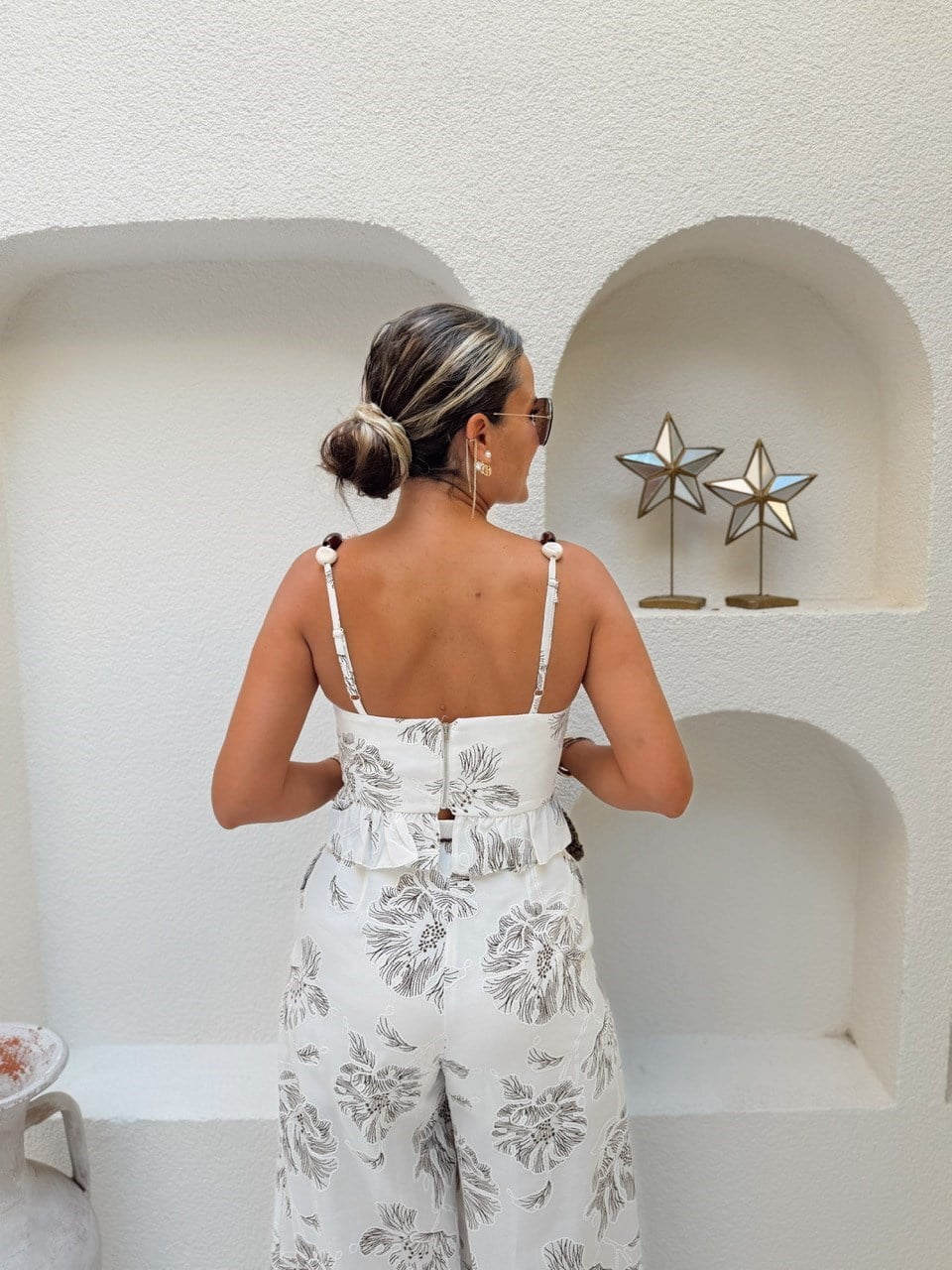 Nişantaşı Butik ASKI TAŞ BONCUK DETAY KAHVE DESENLİ TAKIM