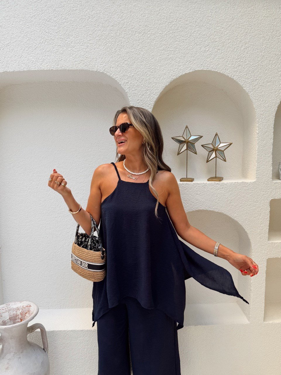 Nişantaşı Butik ASKILI BLUZ DETAYLI TULUM LACİVERT