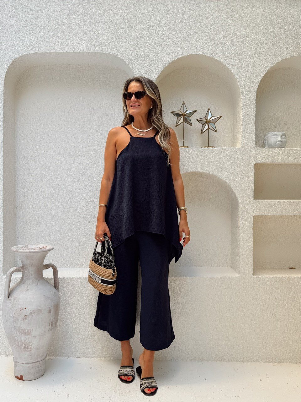 Nişantaşı Butik ASKILI BLUZ DETAYLI TULUM LACİVERT