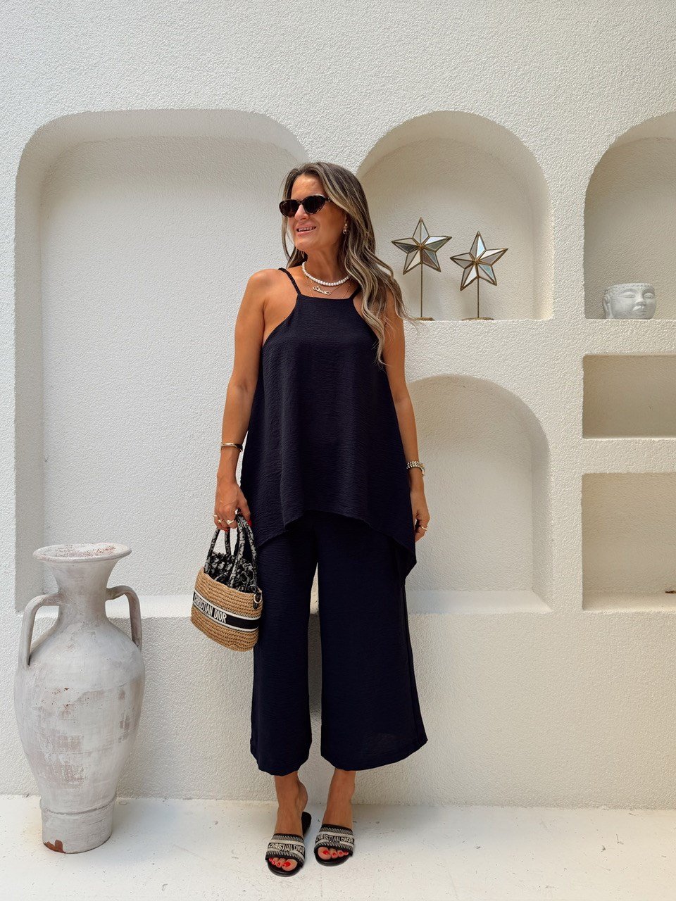 Nişantaşı Butik ASKILI BLUZ DETAYLI TULUM LACİVERT