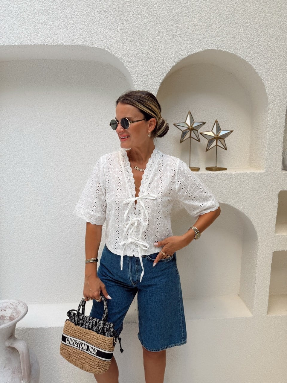 Nişantaşı Butik BAĞLAMA DETAY FİSTO NAKIŞ BLUZ