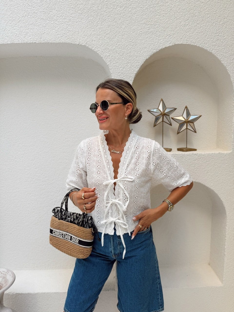 Nişantaşı Butik BAĞLAMA DETAY FİSTO NAKIŞ BLUZ