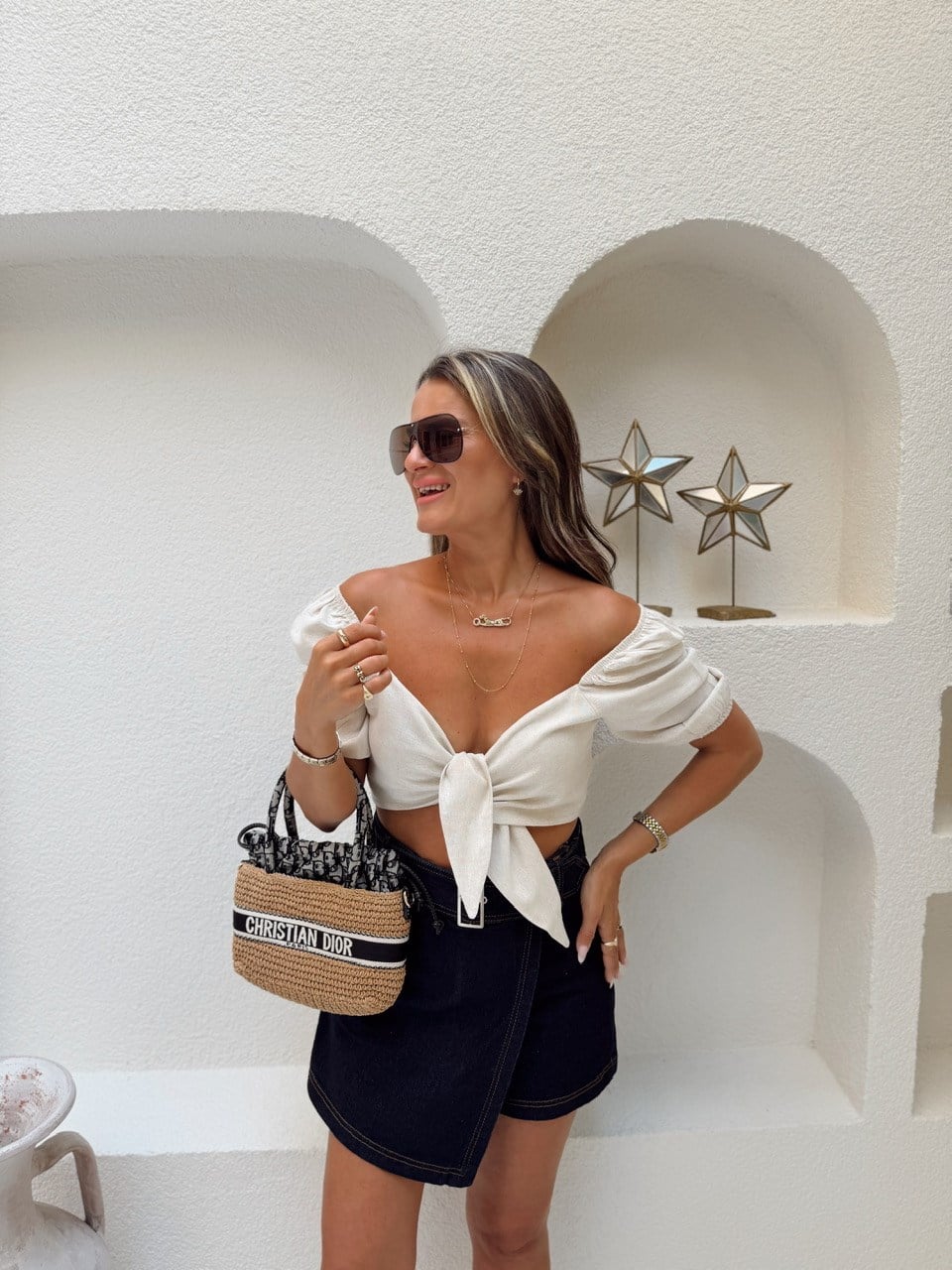 Nişantaşı Butik BAĞLAMA VE KOL DETAY NATURAL CROP BLUZ