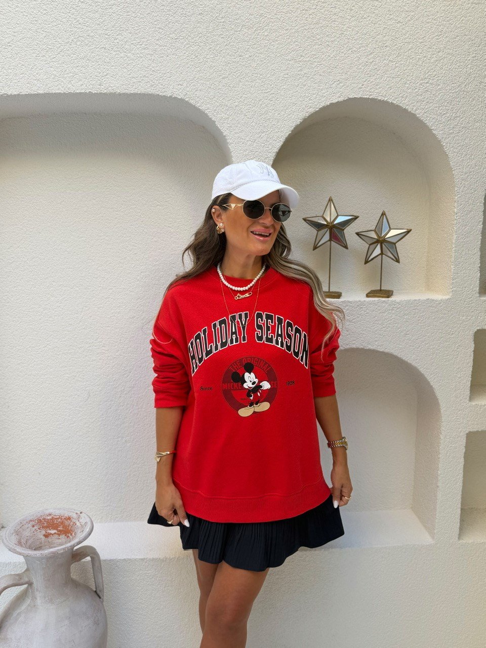 Nişantaşı Butik BASKI DETAY KIRMIZI 2İPLİK OVERSİZE SWEATSHİRT