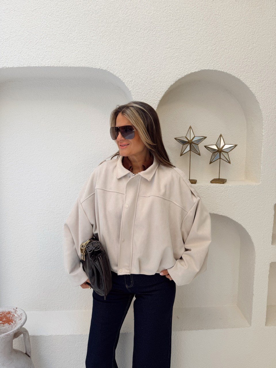 Nişantaşı Butik BEJ SÜET BOMBER CEKET