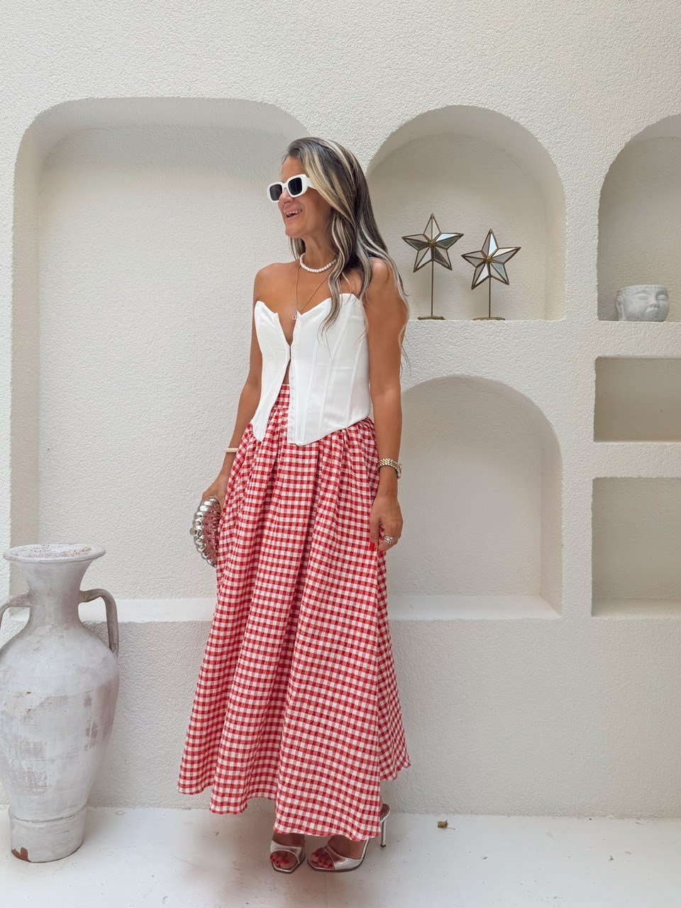 Nişantaşı Butik BEL DETAY KIRMIZI PÖTİKARE ETEK
