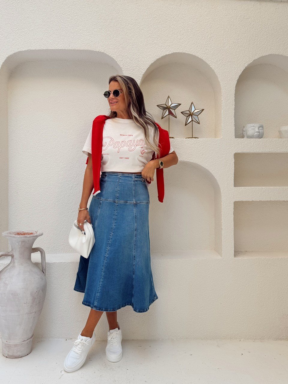 Nişantaşı Butik BEL DETAY PENS PARÇA DİKİŞ YIKAMALI JEAN ETEK