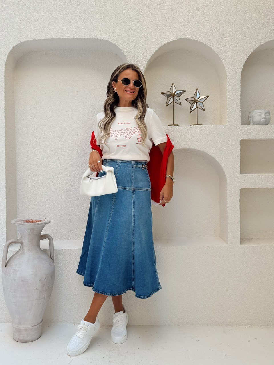 Nişantaşı Butik BEL DETAY PENS PARÇA DİKİŞ YIKAMALI JEAN ETEK