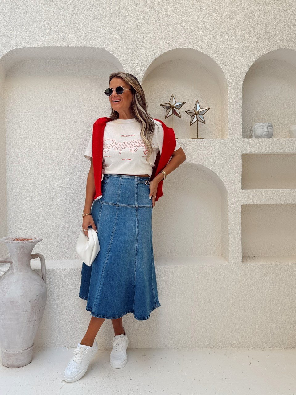 Nişantaşı Butik BEL DETAY PENS PARÇA DİKİŞ YIKAMALI JEAN ETEK