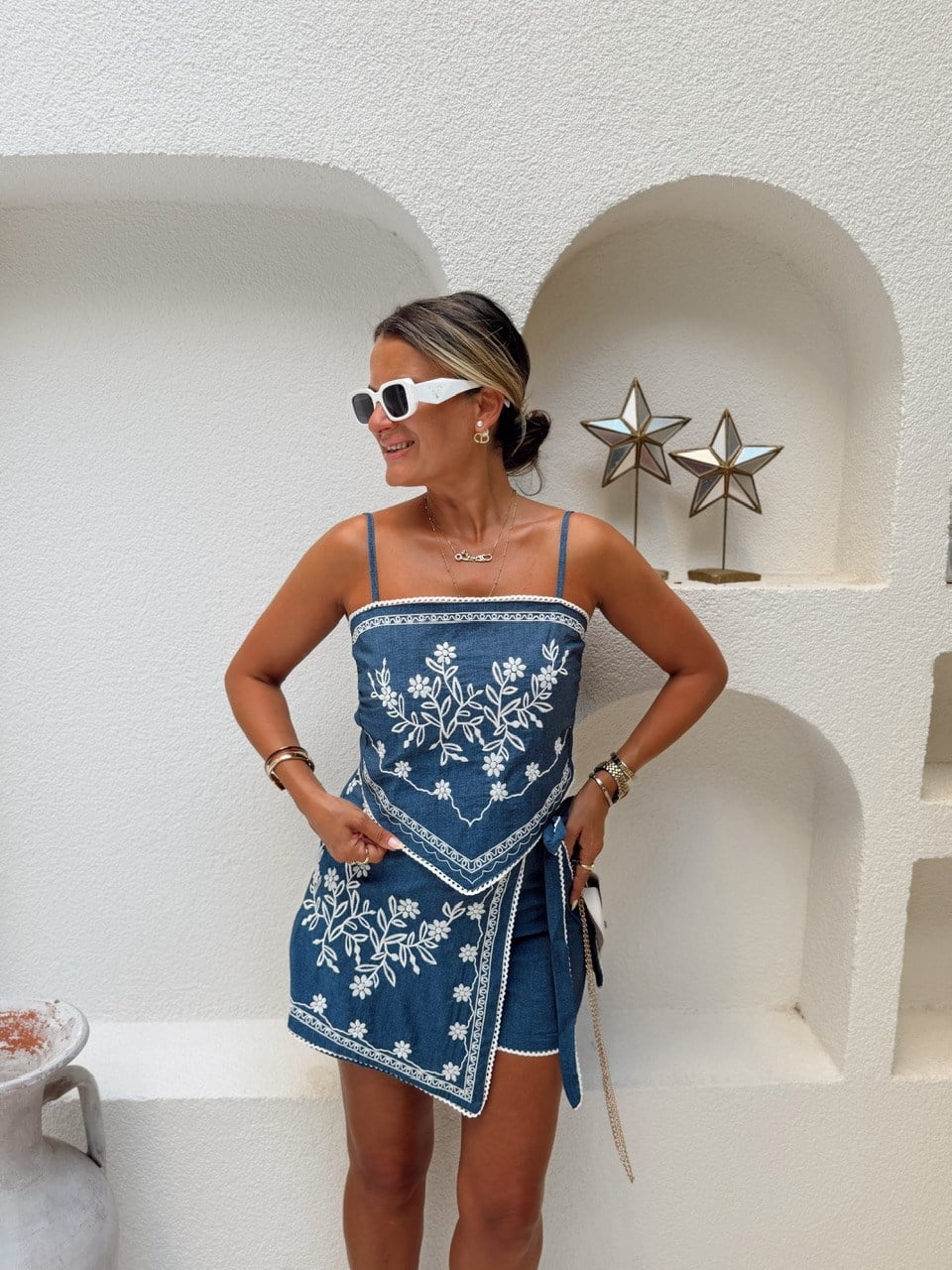 Nişantaşı Butik BEYAZ NAKIS İSLEME ŞORT ETEK