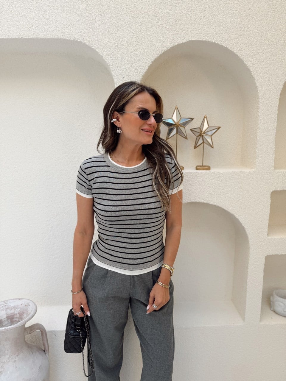 Nişantaşı Butik BİYE DETAY ÇİZGİLİ BASİC TRİKO 