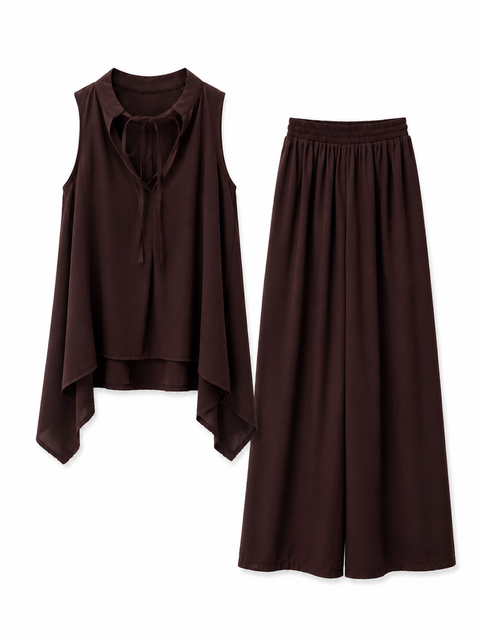 Nişantaşı Butik BLUZ PANTOLON TİRİL TENSEL TAKIM KAHVE