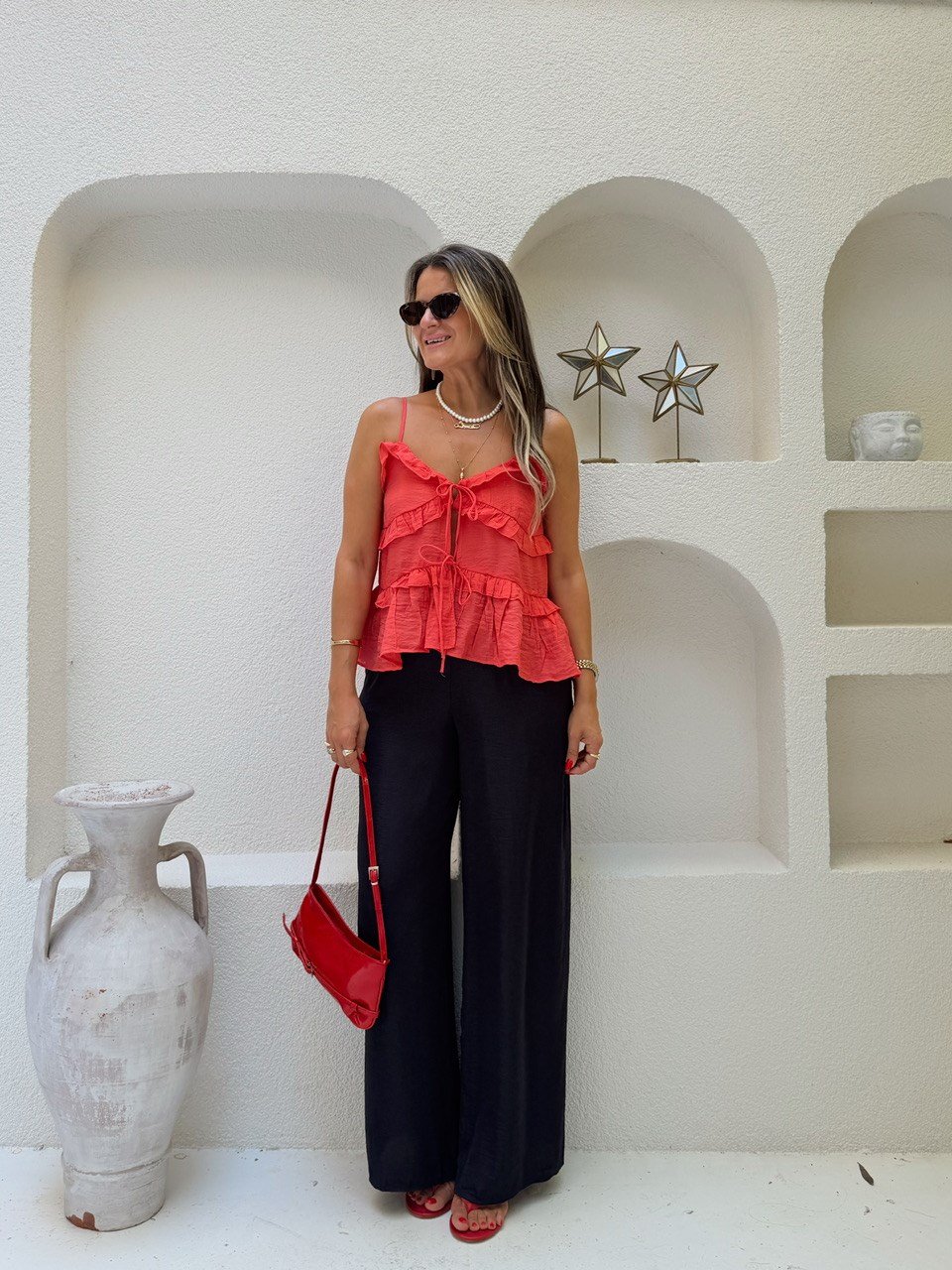 Nişantaşı Butik BOL PAÇA DÖKÜM TİRİL PANTOLON LACİVERT