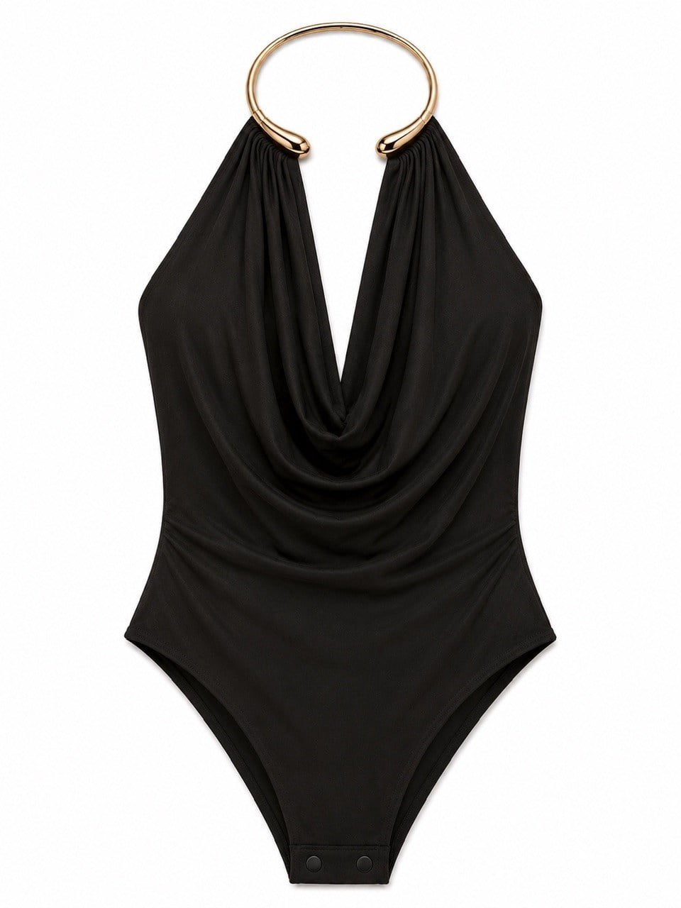 Nişantaşı Butik BOYUN AKSESUAR DETAY BODYSUİT KAHVERENGİ