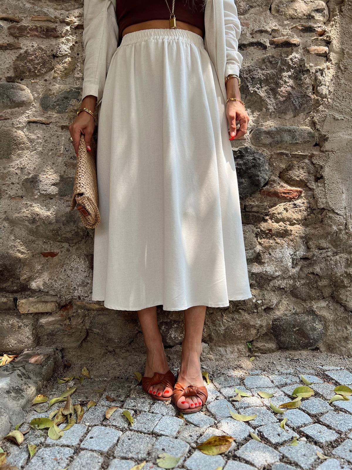 Nişantaşı Butik ÇAN MODEL NATURAL KETEN ETEK
