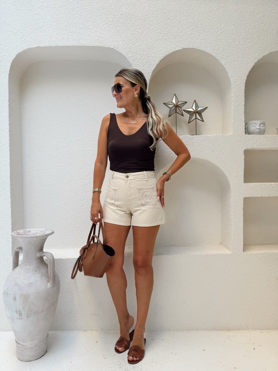 Nişantaşı Butik CEP DETAY EKRU JEAN ŞORT