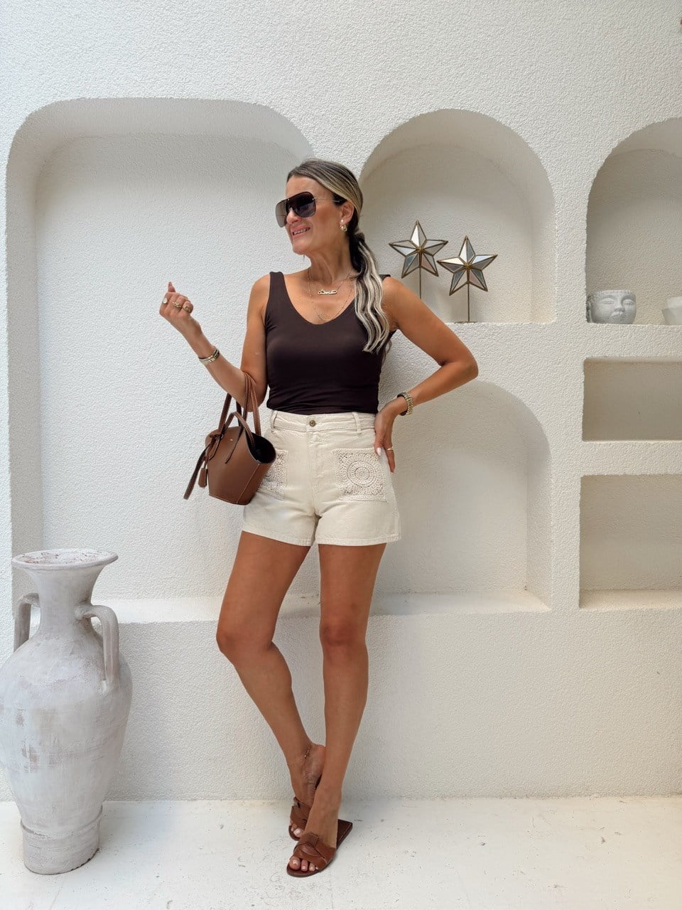 Nişantaşı Butik CEP DETAY EKRU JEAN ŞORT