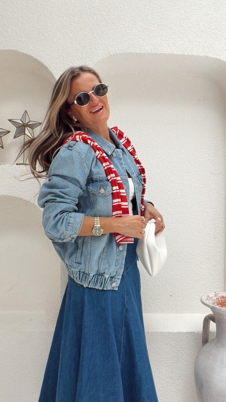 Nişantaşı Butik CEP DETAY YIKAMALI JEAN BOMBER CEKET