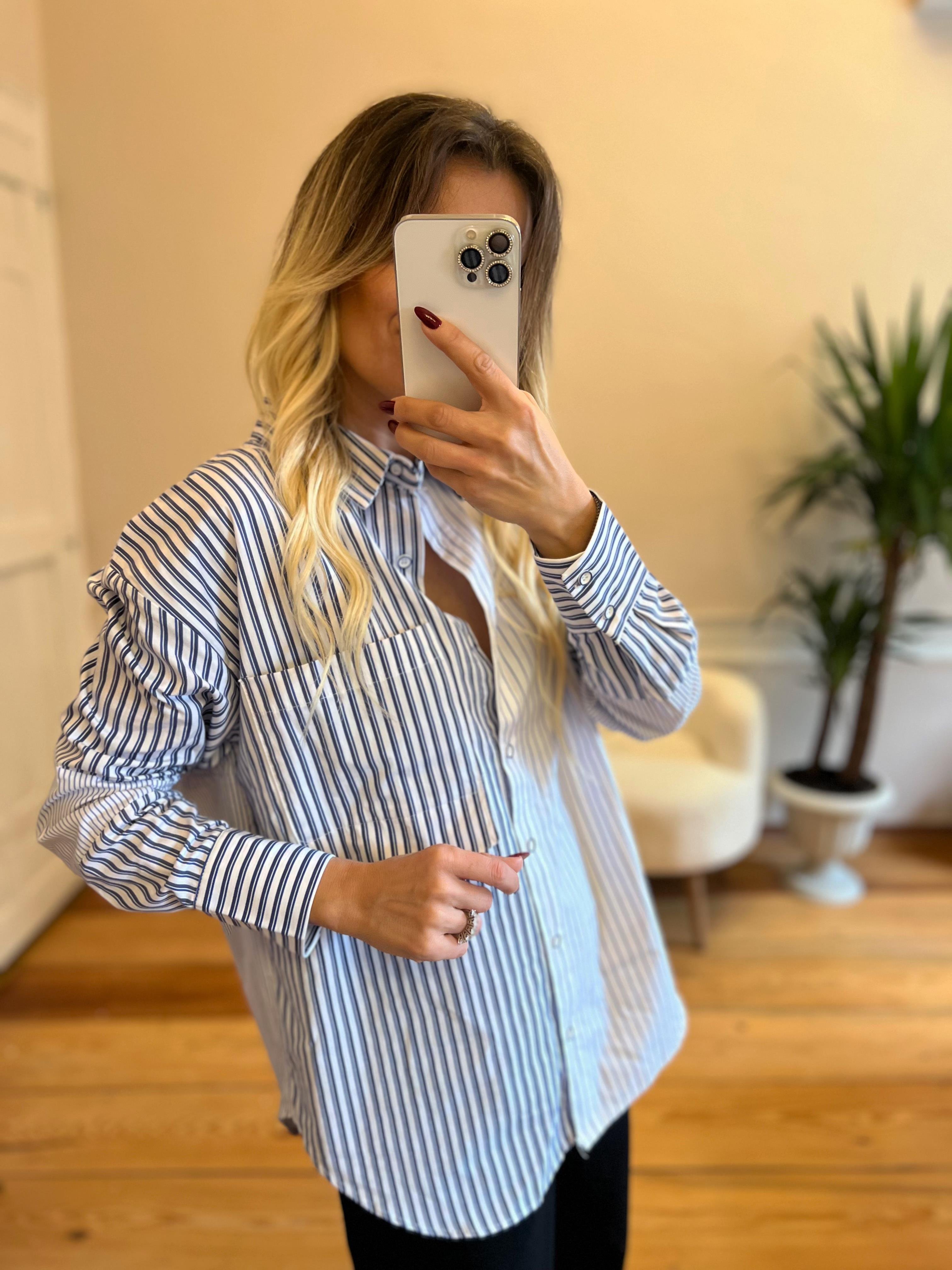 Nişantaşı Butik ÇİFT ÇİZGİLİ PAMUK POPLİN GÖMLEK