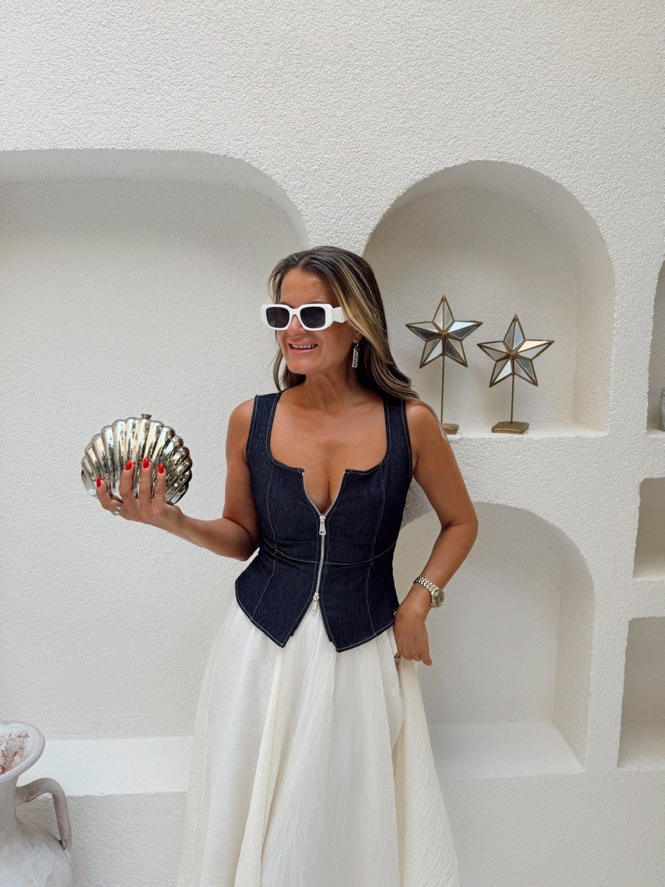 Nişantaşı Butik ÇİFT FERMUAR KONTRAST BLUZ