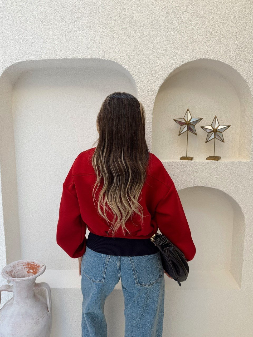 Nişantaşı Butik ÇİFT FERMUARLI BOMBER CEKET SOFT KIRMIZI